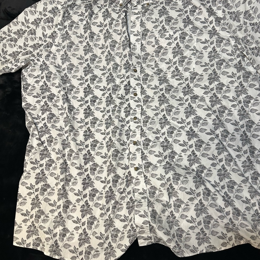 Men's White Floral Button-Up Shirt